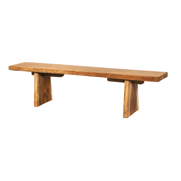 Πάγκος από μασίφ ξύλο SUAR. Ένα παγκάκι από ξύλο suar, με τα πλούσια, έντονα νερά και τις χρωματικές του διαβαθμίσεις, είναι ένα ξεχωριστό κομμάτι που μπορεί να λειτουργήσει ως σημείο εστίασης σε διάφορα στυλ διακόσμησης. Το ξύλο suar, με τις φυσικές του ατέλειες και την οργανική του αίσθηση, είναι ιδανικό για το boho στυλ. Συνδυάστε το με ψάθινα χαλιά, πήλινα διακοσμητικά και φυτά εσωτερικού χώρου για μια ζεστή, γήινη αισθητική. Το ξύλο suar, με τις καθαρές του γραμμές (αν η επεξεργασία του είναι minimal) και τους φυσικούς του τόνους, μπορεί να προσθέσει ζεστασιά σε έναν minimal χώρο, ακολουθώντας τη φιλοσοφία του Japandi. Ένα παγκάκι από ξύλο suar, ειδικά αν διατηρεί τις φυσικές του ατέλειες και γραμμές, εναρμονίζεται απόλυτα με τη φιλοσοφία του Wabi Sabi. Κάθε κομμάτι είναι μοναδικό και εκπέμπει έναν δικό του χαρακτήρα. Το ζεστό, φυσικό ξύλο suar μπορεί να προσθέσει μια πινελιά ζεστασιάς και να δημιουργήσει μια ενδιαφέρουσα αντίθεση με τα πιο ψυχρά, βιομηχανικά στοιχεία του χώρου. Ένας συνδυασμός με μεταλλικά πόδια ή άλλα μεταλλικά στοιχεία θα ενίσχυε το industrial chic αποτέλεσμα. Ένα παγκάκι από ξύλο suar με απλό, λιτό design μπορεί να λειτουργήσει ως ένα εντυπωσιακό statement piece σε έναν κατά τα άλλα minimal χώρο, προσθέτοντας υφή και φυσική ομορφιά. Διατίθεται σε διάφορες διαστάσεις.