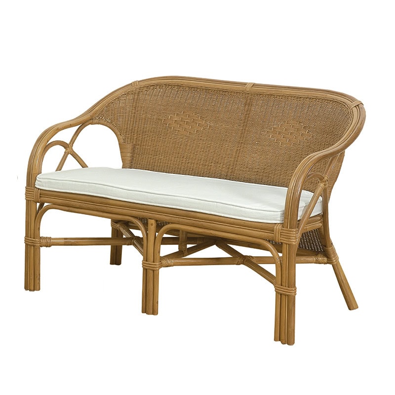 Καναπές μπαμπού διθέσιος Τίτα πλεκτός με δερμάτινα δεσίματα Διάσταση προϊόντος:125Χ79Χ63