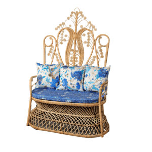 Καναπές διθέσιος Peacock από φυσικό Rattan σε φυσικό χρώμα χωρίς μαξιλάρια. Διάσταση προϊόντος: 112X55X167H