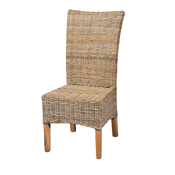 Καρέκλα από φυσικό RATTAN Kubu και ξύλινα πόδια σε φυσική απόχρωση. Διάσταση προϊόντος: 45X45X105H