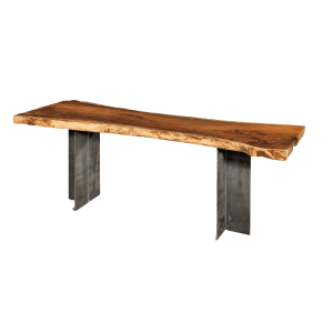 Τραπέζι – Μπαρ από μασίφ ξύλο Suar με μεταλλική βάση. Ένα τραπέζι-μπαρ με επιφάνεια από μασίφ ξύλο Suar και μεταλλική βάση είναι μια εξαιρετική επιλογή για όσους αναζητούν ένα έπιπλο με μοντέρνο βιομηχανικό στυλ, αλλά ταυτόχρονα με φυσική και ζεστή αίσθηση. Ο συνδυασμός αυτών των υλικών δημιουργεί ένα εντυπωσιακό αποτέλεσμα που ταιριάζει σε διάφορους χώρους, από την κουζίνα ή το σαλόνι, μέχρι επαγγελματικούς χώρους εστίασης. Το ξύλο Suar είναι γνωστό για την υψηλή αντοχή και τη φυσική του ομορφιά. Η επιφάνεια μπορεί να είναι λεία, ή με φυσικά "νερά" και ανωμαλίες (live edge), αναδεικνύοντας τη μοναδικότητα του κάθε κομματιού. Η μεταλλική βάση προσφέρει τη στιβαρότητα και τη σταθερότητα που απαιτείται για ένα τραπέζι-μπαρ. Σε πολλές περιπτώσεις, μπορείτε να ζητήσετε την κατασκευή του επίπλου σε συγκεκριμένες διαστάσεις, ώστε να ταιριάζει ακριβώς στις ανάγκες του χώρου σας. Το έπιπλο συνδυάζει άψογα το ρουστίκ στυλ του ξύλου με το βιομηχανικό στυλ του μετάλλου, δημιουργώντας ένα σύγχρονο, αλλά και διαχρονικό αισθητικά αποτέλεσμα.