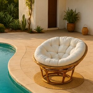 Πολυθρόνα χειροποίητη από φυσικό Rattan με μαξιλάρια - 31421