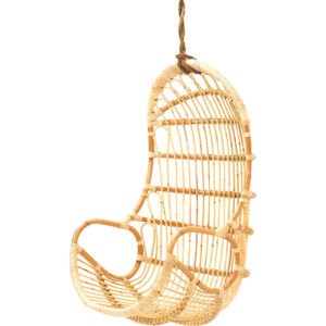 Κρεμαστή κούνια από φυσικό Rattan σε φυσική ανοιχτόχρωμη απόχρωση. Διάσταση προϊόντος: 74X62X126H