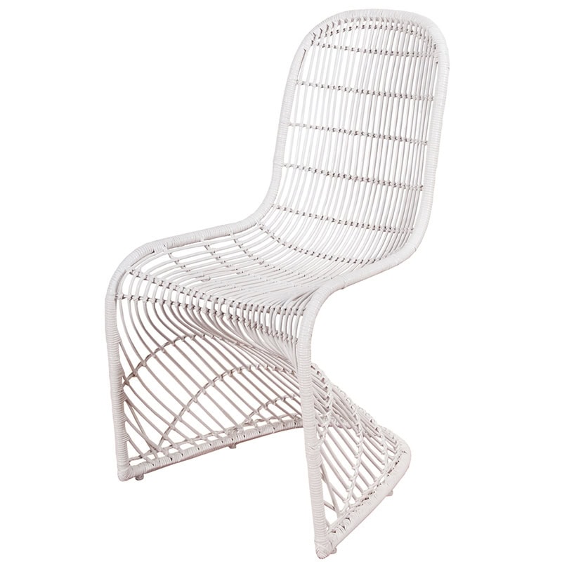 Καρέκλα τραπεζαρίας BOBBY από φυσικό Rattan με σκελετό μεταλλικό σε λευκή απόχρωση. Διάσταση προϊόντος:.55Χ55Χ94H