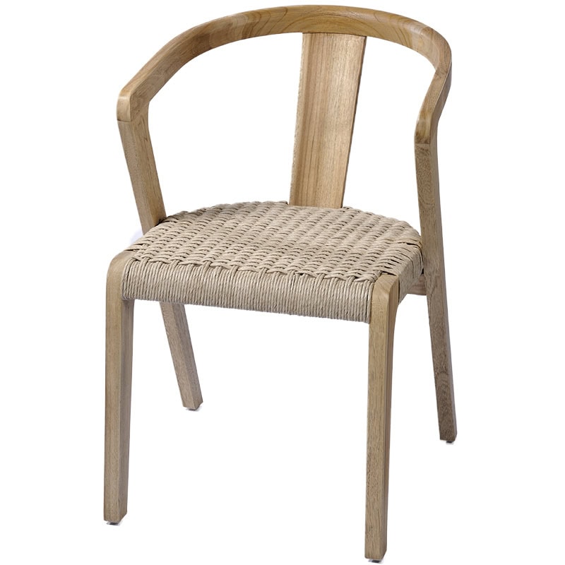 Καρέκλα Chania από ξύλο Teak και συνθετικό Rattan. To κάθισμα είναι στο χρώμα του πούρου Κατάλληλη για εξωτερικό και εσωτερικό χώρο. Διάσταση προϊόντος : 54X58X79H.