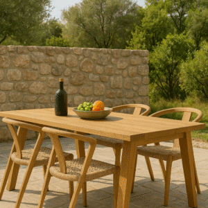 Καρέκλα Chania από ξύλο Teak και συνθετικό Rattan