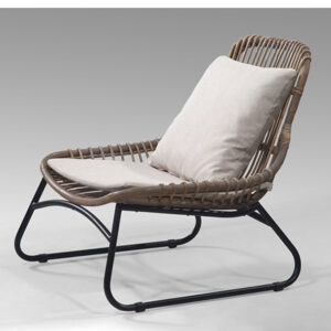 Πολυθρόνα 31156R Πολυθρόνα με μεταλλικό σκελετό και κάθισμα από φυσικό Rattan με μαξιλάρια. Διάσταση προϊόντος:68Χ80Χ75H