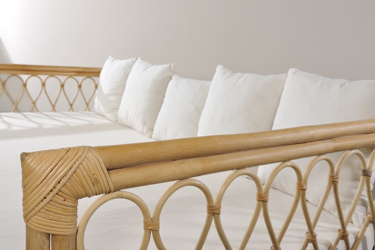 Καναπές τριθέσιος Aliki με πλάτη από φυσικό Rattan - 32510 - Image 2