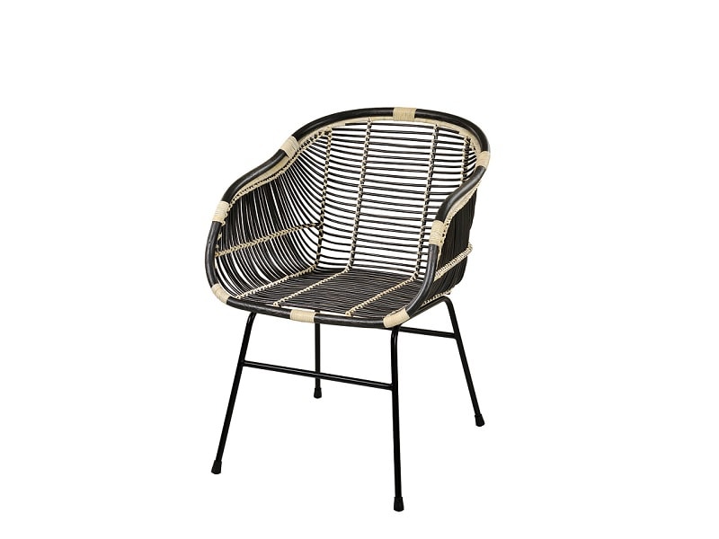 Πολυθρόνα από φυσικό Rattan και μεταλλικό σκελετό σε μαύρο χρώμα. Διάσταση προιοντος: 48X45X83H