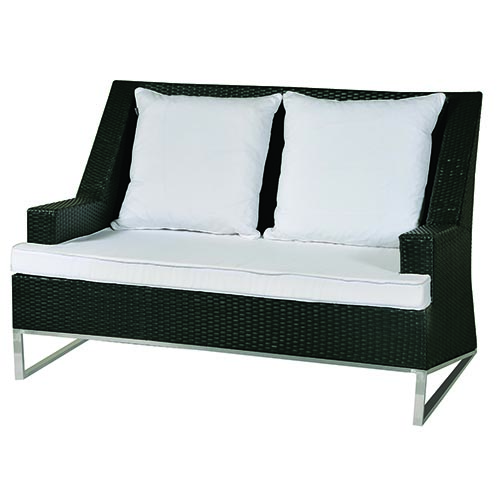 Καναπές διθέσιος από μαύρο συνθετικό Rattan - D307
