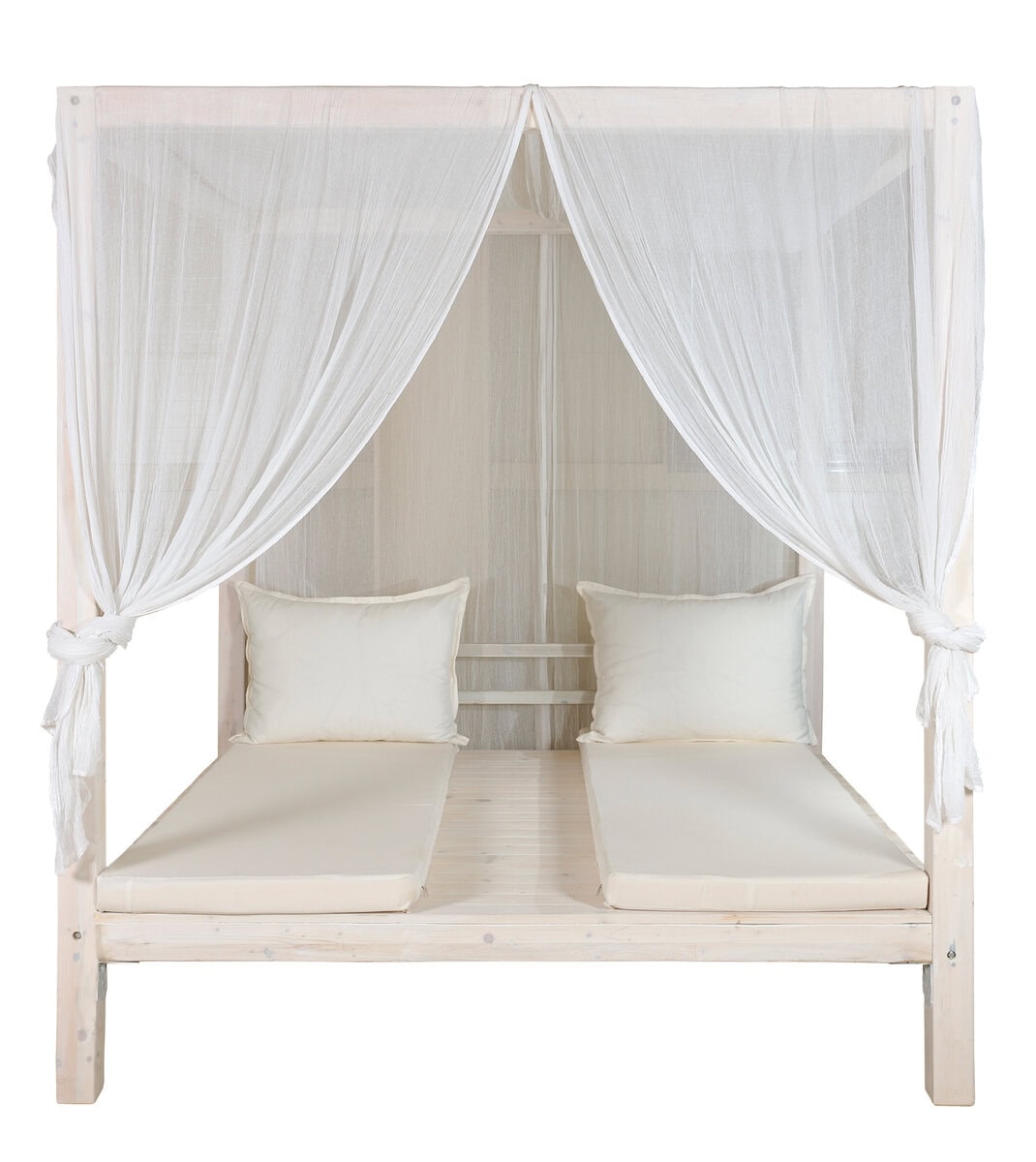 Καναπές κρεβάτι Gazzebo ξύλινο με αδιάβροχο στρώμα, χωρίς τα σκίαστρα. Διάσταση Προϊόντος: 200x200