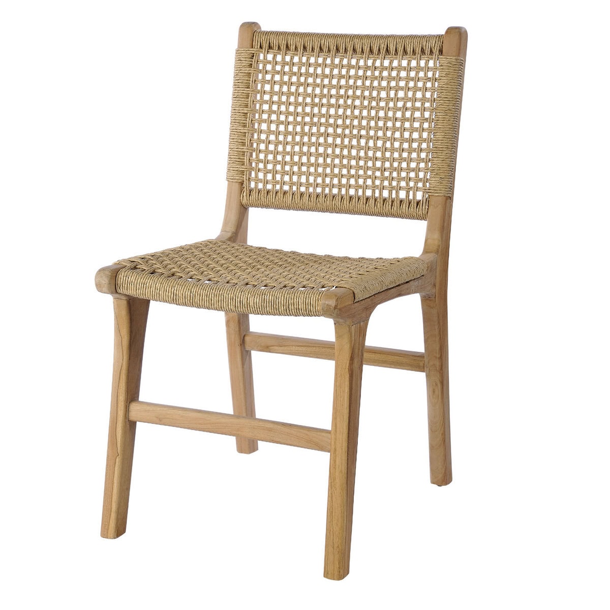 Καρέκλα Skyros από ξύλο Teak και συνθετικό Rattan. Στο κάθισμα και στην πλάτη Διάσταση προϊόντος: 52x55x73H