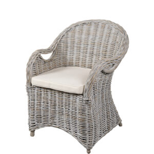 Πολυθρόνα ATHINA από φυσικό Rattan σε grey white wash απόχρωση με εκρού μαξιλάρι. Διάσταση προϊόντος: 63Χ50Χ85H
