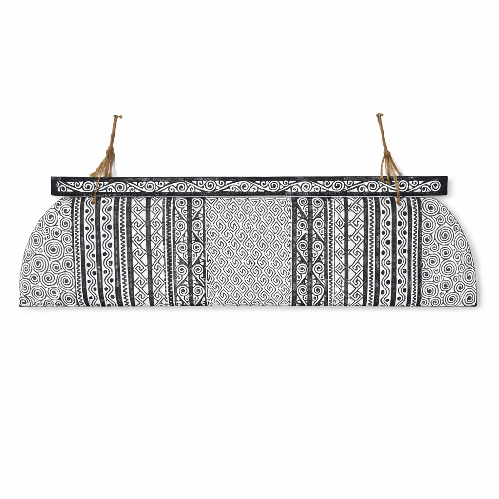 Ethnic διακοσμητικό τοίχου σε ασπρόμαυρο χρώμα Μακρόστενο διακοσμητικό τοίχου με ethnic μοτίβα Boho ethnic wall decor ασπρόμαυρο Διακοσμητικό τοίχου με γεωμετρικό ethnic σχέδιο
