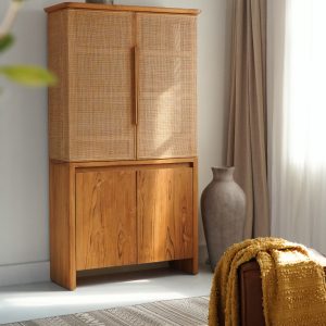 Ντουλάπα HORISON από teak με βιενέζικη ψάθα