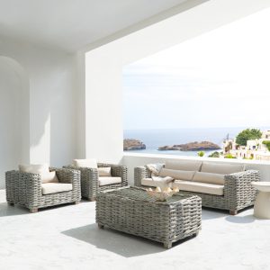 Γκρι σαλόνι κήπου Saint Tropez από rattan