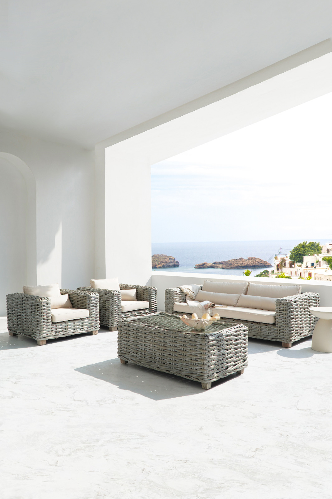 Γκρι σαλόνι κήπου Saint Tropez από rattan