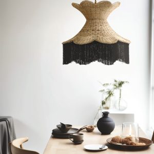 Φωτιστικό οροφής από φυσικό rattan με κρόσσια